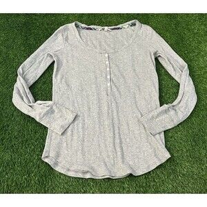 Victoria Secret Womens Lightweight Sweater Top Henley Shimmer SZ Medium